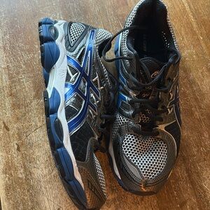 ASICS men’s shoes, size 9 1/2, blue & black